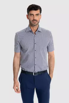 Рубашка приталенная из хлопка с коротким рукавом KANZLER