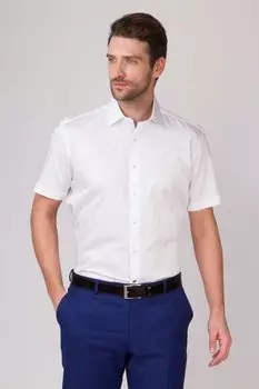 Рубашка приталенная из хлопка с коротким рукавом KANZLER