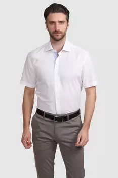 Рубашка приталенная из хлопка с коротким рукавом KANZLER