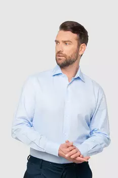 Сорочка полуприталенная из хлопка и льна