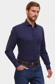 Сорочка полуприталенная из хлопка в клетку