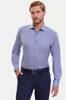 Сорочка полуприталенная из хлопка в клетку