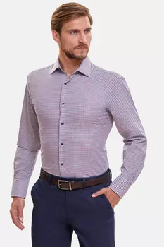 Сорочка полуприталенная из хлопка в клетку