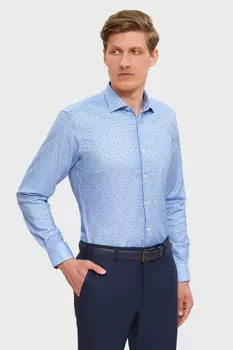 Сорочка приталенная из хлопка с узором