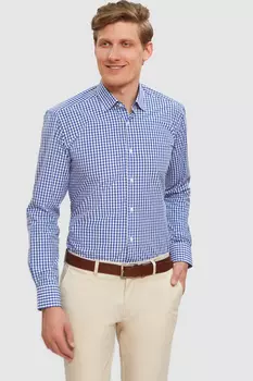 Сорочка приталенная из хлопка в клетку