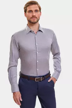 Сорочка приталенная в клетку из эластичной ткани