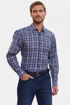 Сорочка свободного прилегания из хлопка в клетку