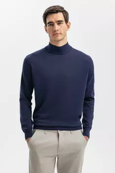 Водолазка из хлопка, шелка и льна