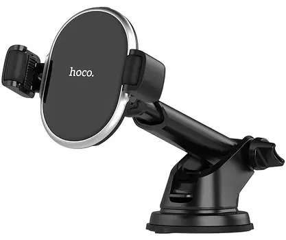 Автомобильный держатель с функцией беспроводной зарядки Hoco S12 - Черный/Серебристый
