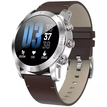 Часы CARCAM SMART WATCH S10 - SILVER, Коричневая кожа