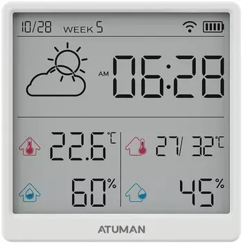 Датчик температуры и влажности Xiaomi AtuMan Intelligent Temperature and Humidity Clock TH3 White