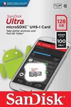 Карта памяти SanDisk Ultra 128Gb microSDXC Class 10 (SDSQUNR-128G-GN6MN)