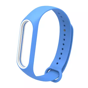 Ремешок для Mi Band 2 Silicon Loop голубой/белый
