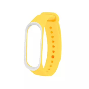 Ремешок для Mi Band 3/4 Silicon Loop жёлтый/белый