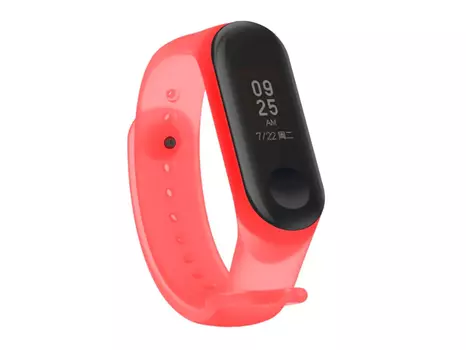 Ремешок для Mi Band 3/4 transparent silicone loop красный