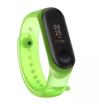 Ремешок для Mi Band 3/4 transparent silicone loop зеленый