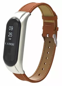 Ремешок для Mi Band 3 Steel+Leather коричневый