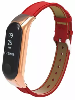 Ремешок для Mi Band 3 Steel+Leather красный