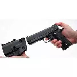 Детский пневматический пистолет из металла Colt M1911 Rail Gun G.25+ с кобурой
