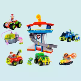Игровой набор из 6 героев с машинками + Большой офис Щенячий патруль Джунгли зовут