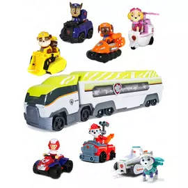 Игровой набор из 7 героев с машинками + Огромный Автовоз Щенячий патруль Премиум