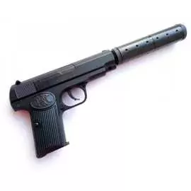 Игрушечный металлический пневматический пистолет Браунинг M1910 K-17A с глушителем