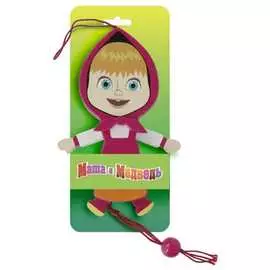 Машенька в красном платье из мультфильма "Маша и Медведь" Деревянная игрушка - дергунчик