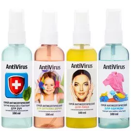 Спрей антисептик AntiVirus 4x100мл.