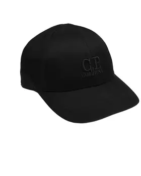 Бейсболка с вышитым лого в тон, черная CP Company