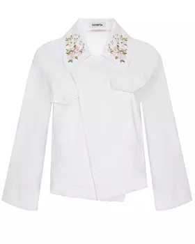Белая джинсовая куртка с вышивкой Vivetta