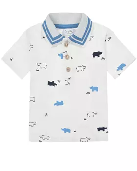Белая футболка-поло с принтом "носороги" Sanetta fiftyseven