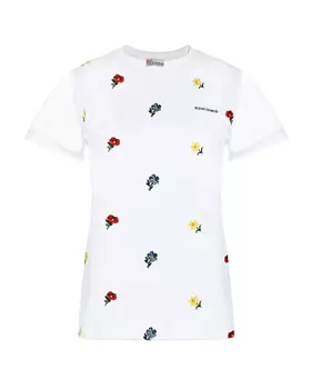 Белая футболка с цветочной вышивкой Red Valentino