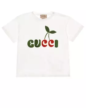 Белая футболка с логотипом "вишни" GUCCI детская