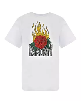 Белая футболка с вышитым логотипом Parosh