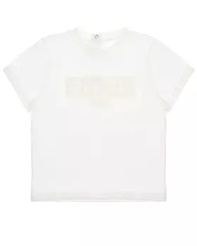 Белая футболка с вышивкой в тон Fendi детская