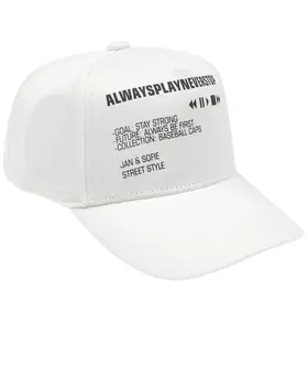 Белая кепка с принтом "Always play.Never stop" Jan&Sofie