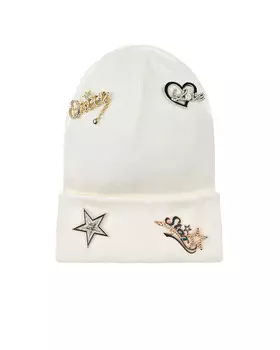 Белая шапка с брошками Regina детская
