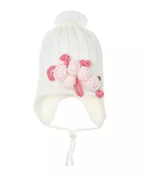 Белая шапка с цветочным декором Aletta детская