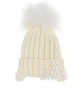 Белая шапка с цветочным декором Joli Bebe детская