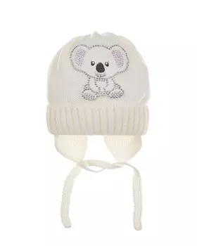 Белая шапка с декором "коала" Catya детская