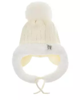Белая шапка с меховой опушкой Joli Bebe детская
