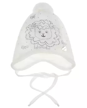 Белая шапка с овечкой из страз Il Trenino детская
