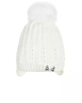 Белая шапка с подвесками "медвежата" Joli Bebe детская