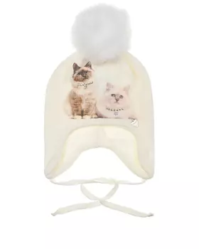Белая шапка с принтом "котята" Il Trenino детская