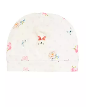 Белая шапка с принтом "медвежата" Monnalisa детская