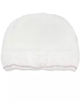 Белая шапка с розовым кантом Marlu