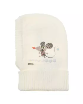 Белая шапка-шлем с принтом "мышка" Il Trenino детская