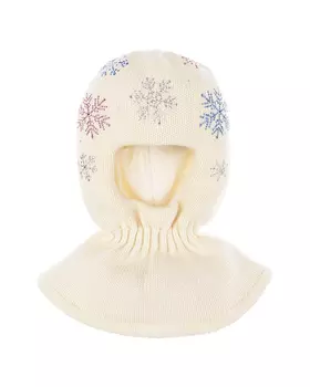 Белая шапка-шлем со снежинками из страз Chobi детская