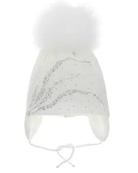 Белая шапка со стразами Joli Bebe детская