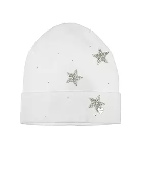 Белая шапка со звездами из стразов Il Trenino